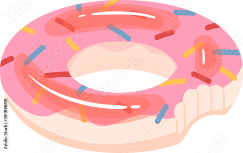 Donut Shaped Inflatable Swimming Rubber Ring Cartoon Illustration