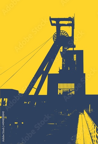 Mining complex vector silhouette photo