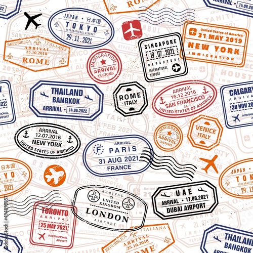 Passport stamps design seamless vector
