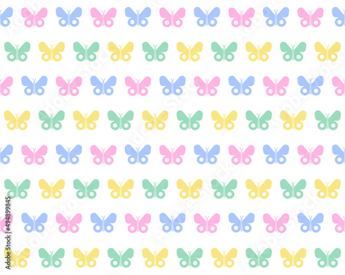 Cute Beautiful Butterfly Pastel Colorful Green Yellow Pink Blue Rainbow Seamless Pattern Background Vector Cartoon Illustration Tablecloth, Picnic mat wrap paper, Mat, Fabric, Textile 