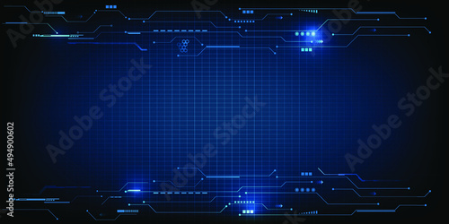 Vector illustrations of future technology concepts with hi-tech grid line circuit border for tech product display and background artwork.