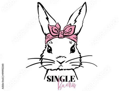 Easter bunny head with bandana. Rabbit home sign