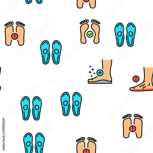 Flat Feet Disease Vector Seamless Pattern Thin Line Illustration