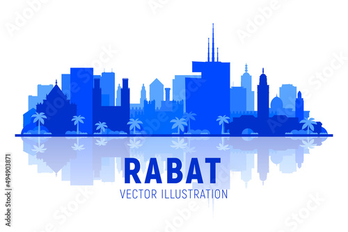 Rabat, ( Morocco) city skyline vector illustration white background. Business travel and tourism concept with modern buildings. Image for presentation, banner, web site.