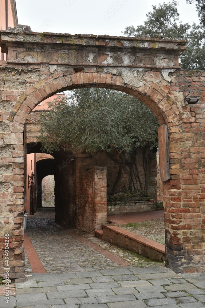 vedute di strade di Certaldo vicino firenze paese rinascimentale mattoni rossi, portali antichi, panorama del chianti