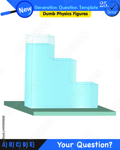 Physics, pressure of liquids, buoyant forces of liquids, next generation question template, dumb physics figures, exam question, eps