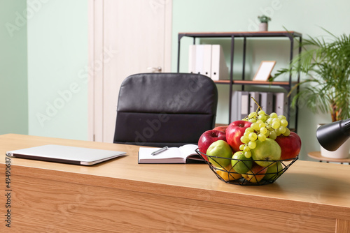 Modern workplace with fruit...