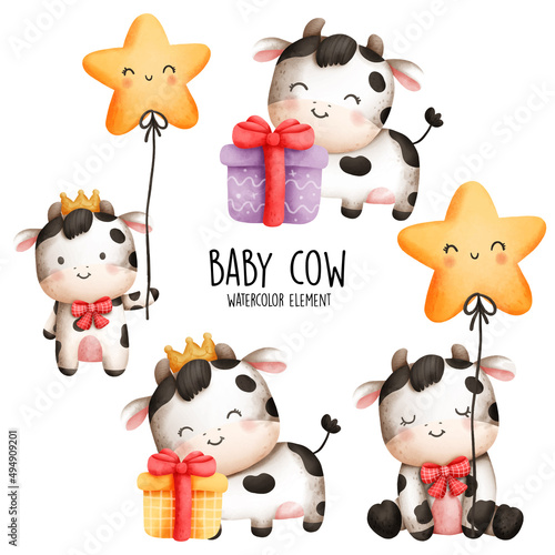 baby cow birthday, vector illustration