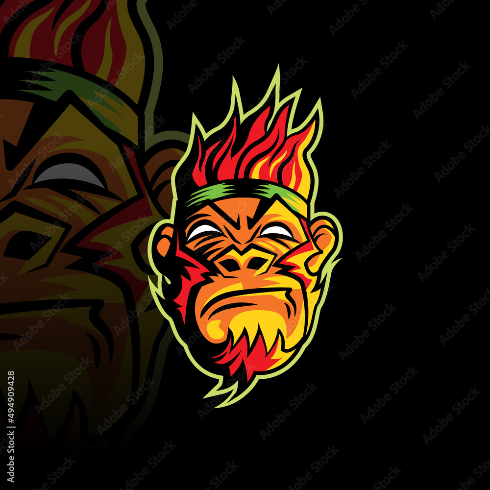 Red Monkey Head Mascot Logo