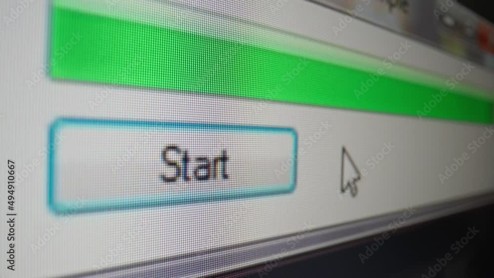 Mouse cursor clicks on the loading bar on a computer screen Mouse cursor clicks on the loading bar on a computer screen
