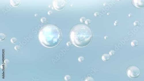 Wallpaper Mural Macro shot of various Light Blue bubbles in water rising up on light background. Super slow motion Beauty glossy Moisturizing bubble or Fresh drops 3D animation find a special extract essentials. Torontodigital.ca
