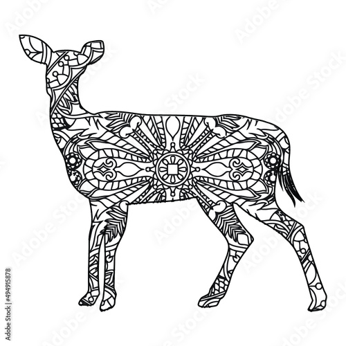 Fototapeta Naklejka Na Ścianę i Meble -  Mandala Deer coloring page for kids