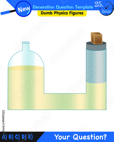 Physics, pressure of liquids, buoyant forces of liquids, next generation question template, dumb physics figures, exam question, eps 