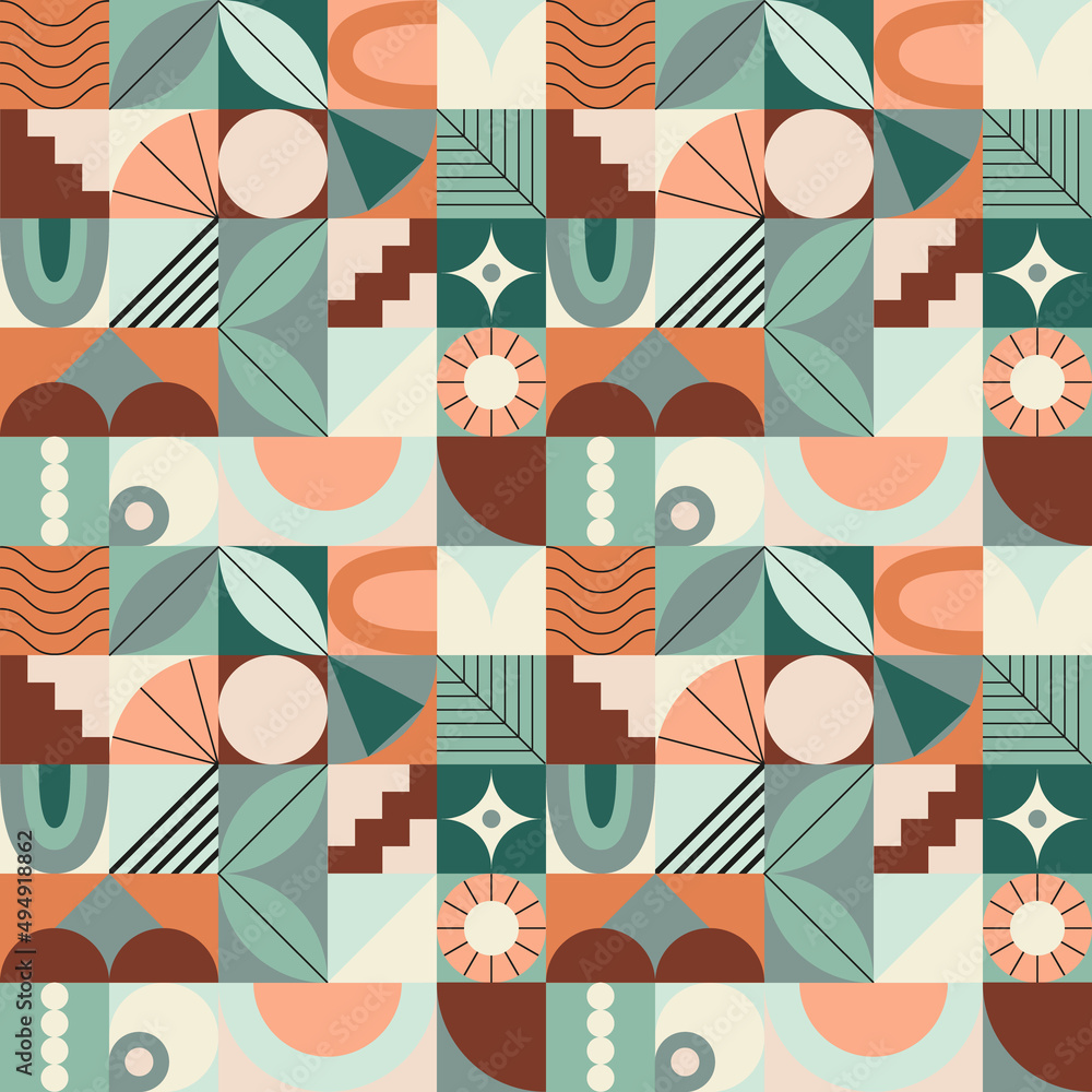 Seamless geometric pattern with abstract mosaic Seamless geometric pattern with abstract mosaic