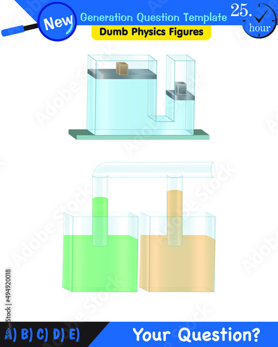 Physics, pressure of liquids, buoyant forces of liquids, next generation question template, dumb physics figures, exam question, eps 