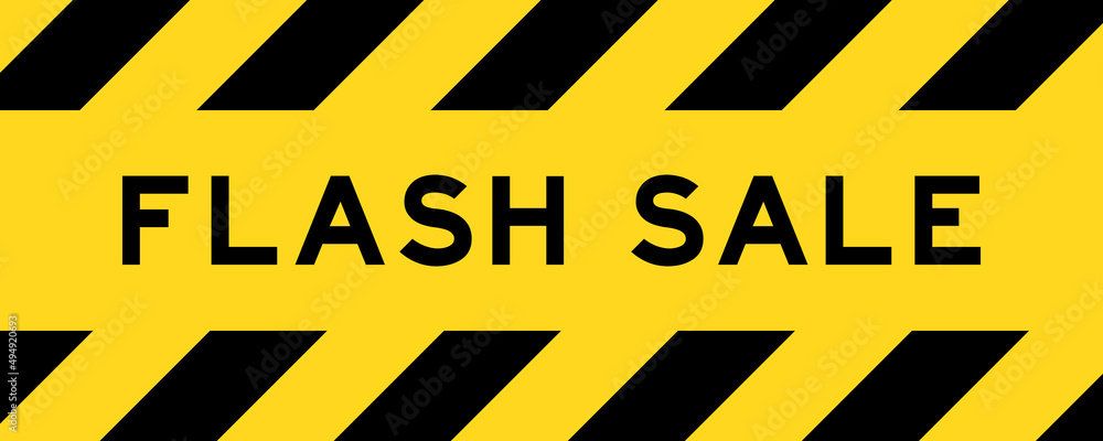 Yellow and black color with line striped label banner with word flash sale Yellow and black color with line striped label banner with word flash sale