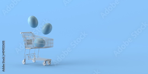 Photography Shopping cart with easter eggs