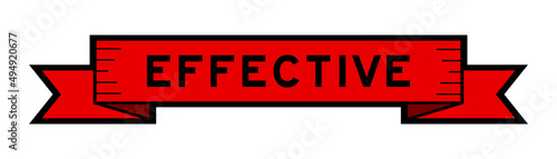 Ribbon label banner with word effective in red color on white background