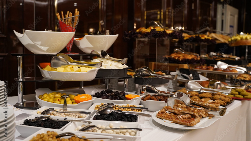 Buffet Snacks, Coffee Break in a Luxury Restaurant