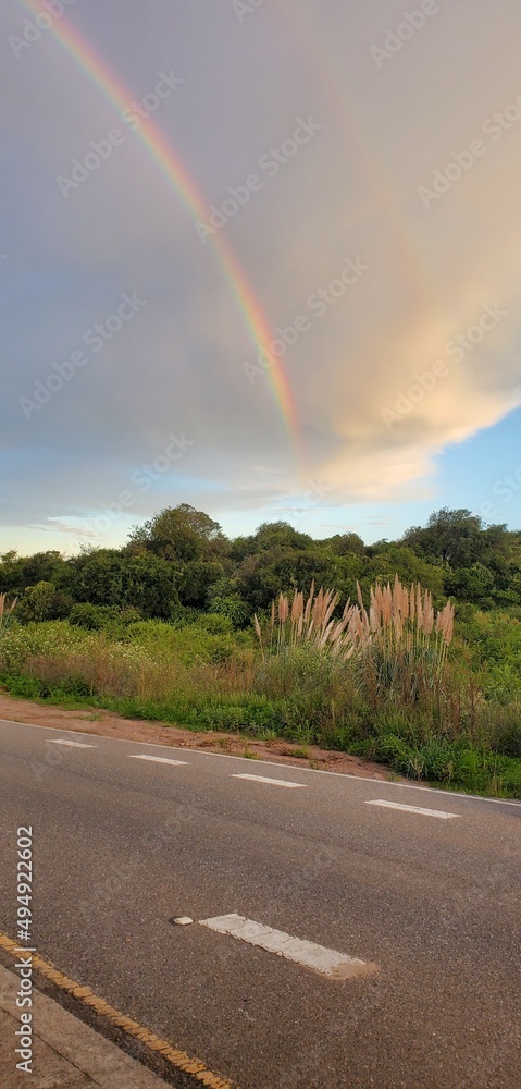 rainbow over the road