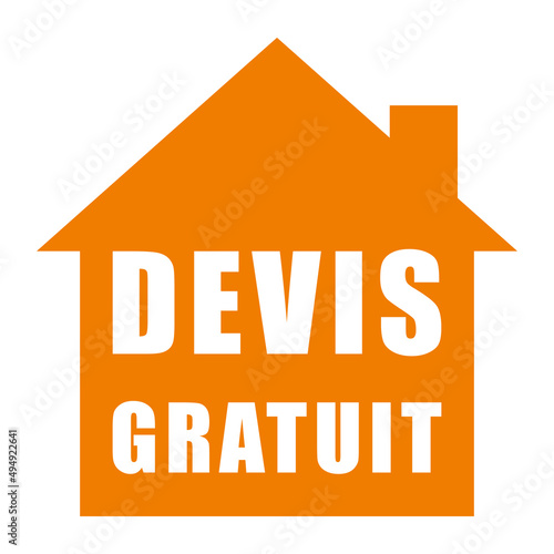 Devis gratuit. Icône maison orange vectoriel.