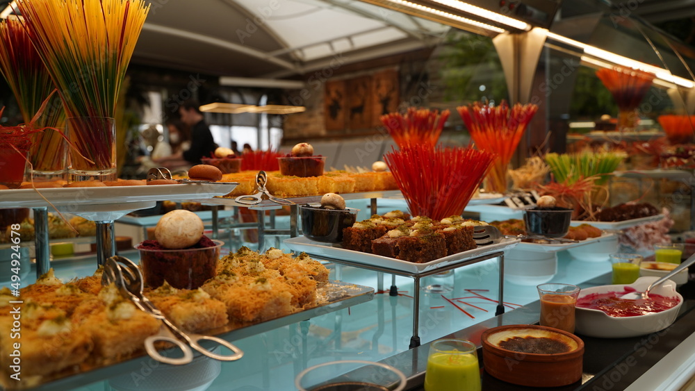 Buffet Dessert Section in a Luxury Restaurant