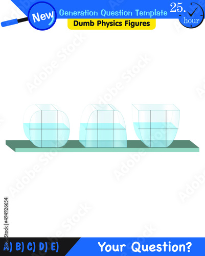 Physics, pressure of liquids, buoyant forces of liquids, next generation question template, dumb physics figures, exam question, eps 