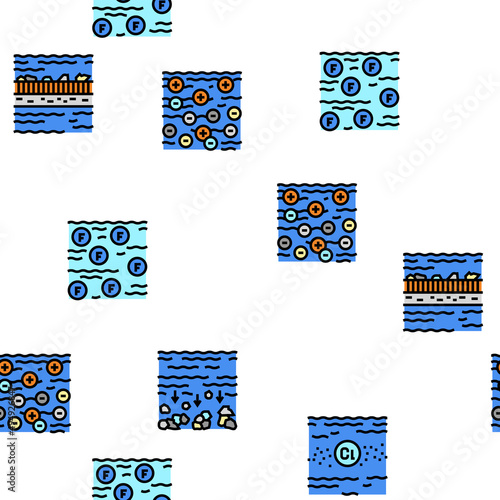 Water Filter Equipment Vector Seamless Pattern Thin Line Illustration