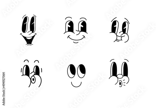 old cartoon mascot character elements. different clipart, faces, limbs. character creator for vintage retro logos and branding. isolated vector illustrations
