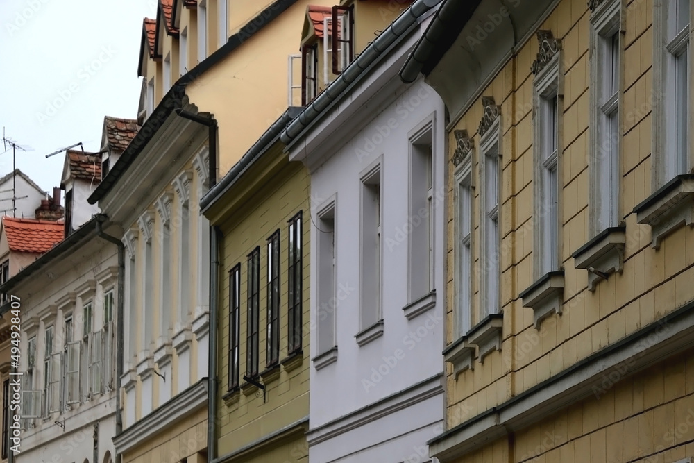 Obraz premium Colorful historic buildings in central Zagreb, Croatia.