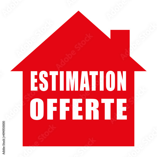 Estimation offerte. Maison rouge. Icône vectoriel.