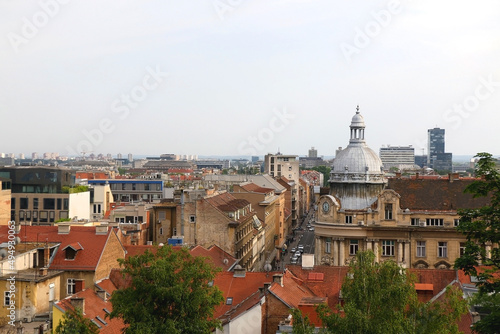 Various historic and contemporary buildings in downtown Zagreb, Croatia.