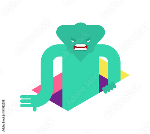 Monster crawls out isolated. monstrosity Vector illustration