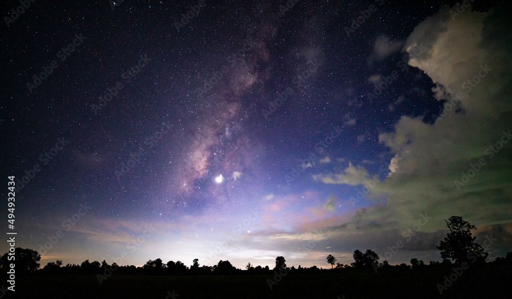Obraz premium Milky way dark sky and starry loop. Milky way night sky and star.