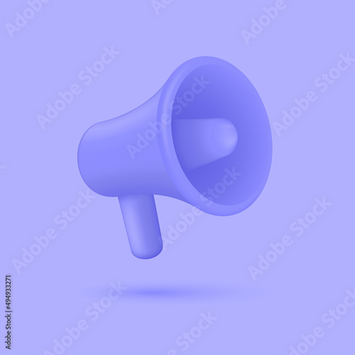 plastic 3d megaphone purple. vector illustration.