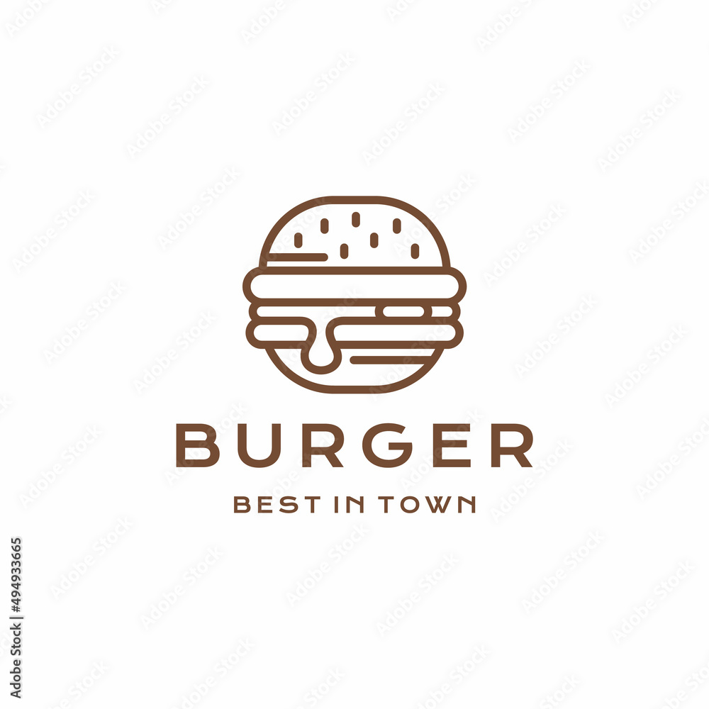 Line art Burgers fresh and tasty Logo icon illustration design Line art Burgers fresh and tasty Logo icon illustration design