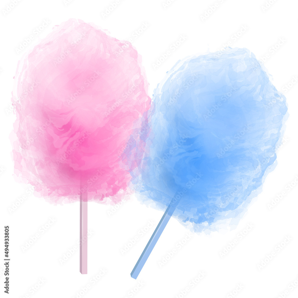 Cotton candy. Sugar clouds. 3d vector Format. Cartoon illustration Stock  Vector
