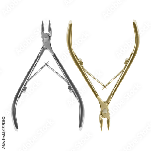 Set of Manicure nippers in golden and silver, vector illustration