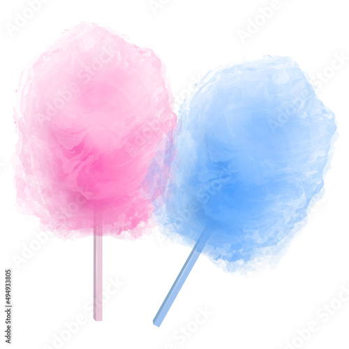 Cotton candy. Sugar clouds. 3d vector Format. Cartoon illustration