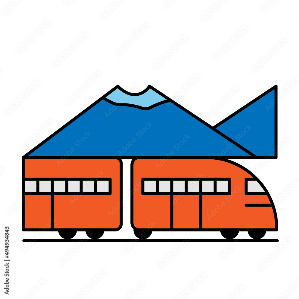 mountain with train icon