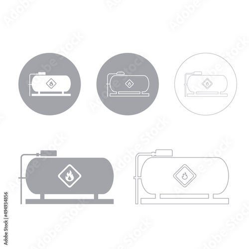 Fuel Tank Icon Set - Grey Vector