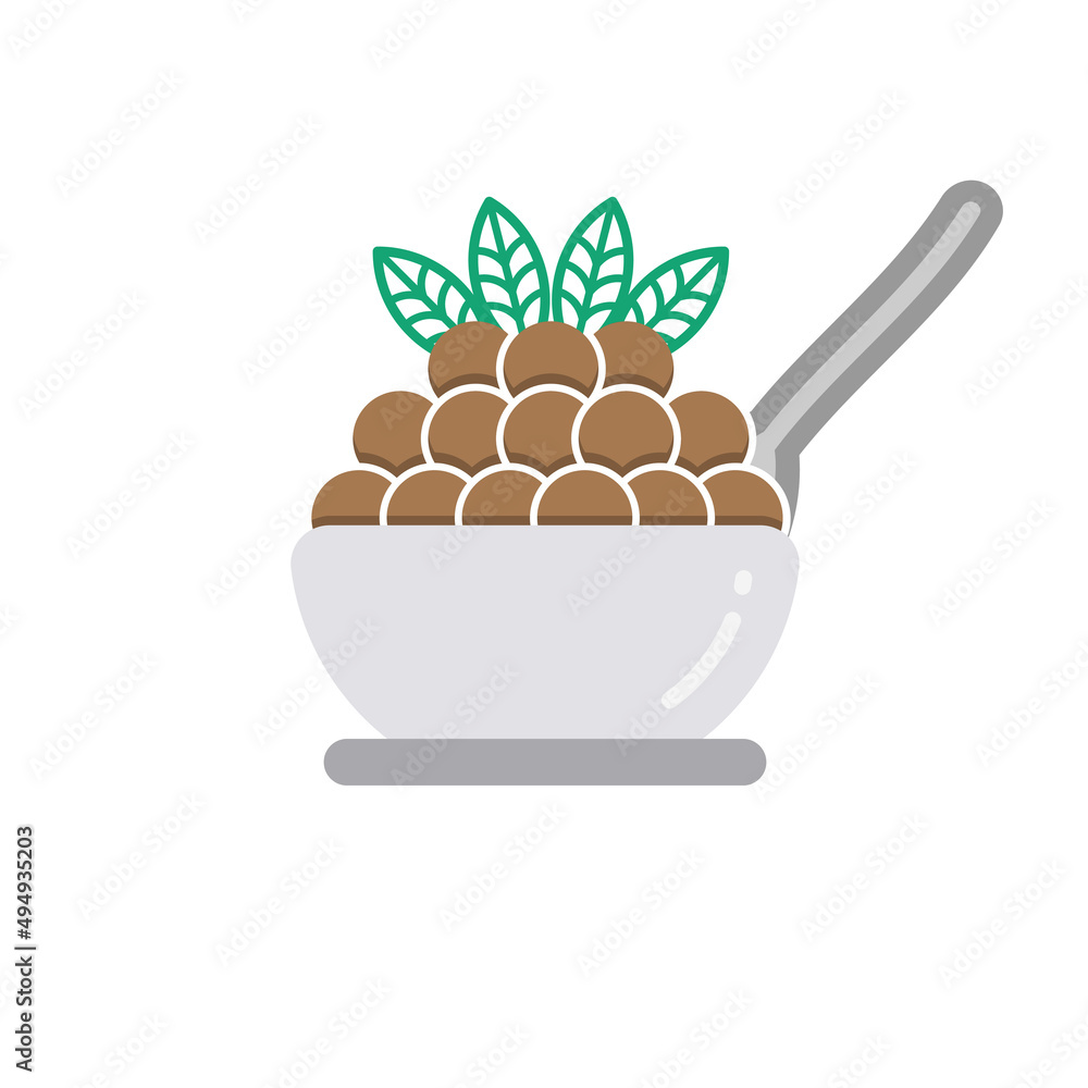 Bowl with pearls icon, Vector, Icon, Illustration. Bowl with pearls icon, Vector, Icon, Illustration.