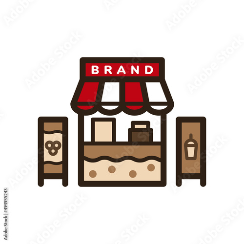 Bubble tea store, Vector, Icon, Illustration.