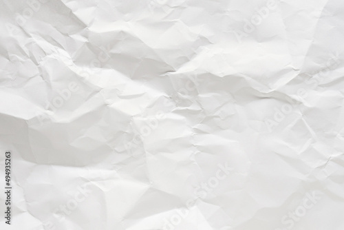 White crumpled paper texture background.