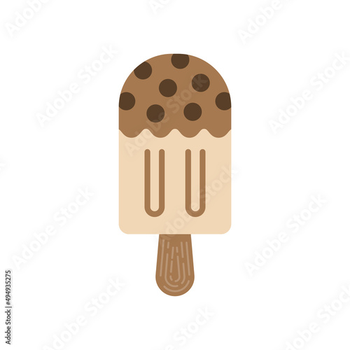 Bubble milk tea ice cream, Vector, Icon, Illustration.