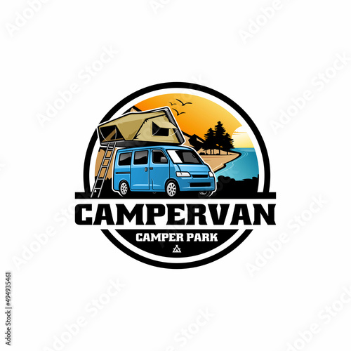 RV - camper van illustration logo vector