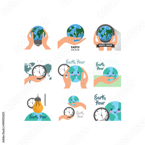 Earth Hour icon set