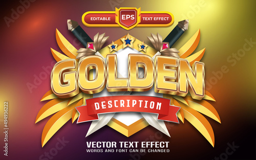 Golden 3d game logo editable text effect