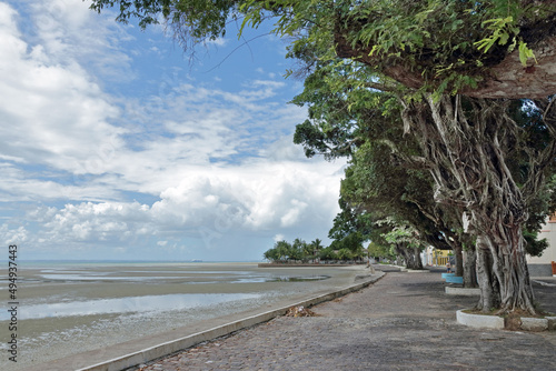 Itaparica, Bahia, Brazil. Tree lined seafront of Itaparica town, overlooking the Bay of All Saints photo