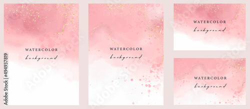 Set of vector watercolor universal backgrounds with copy space for text. Design for social media, card, invitation, brochure, cover.